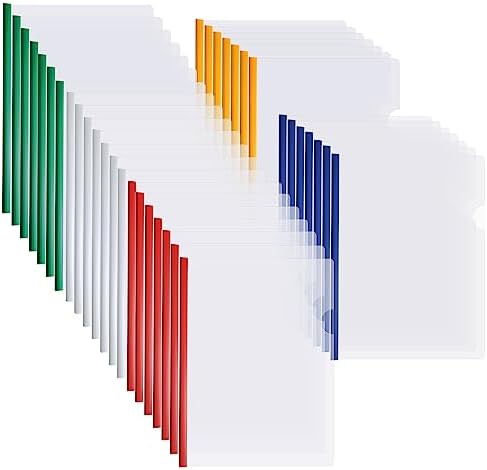 Handepo 40 Pieces Bulk A4 Clear Report Cover with Sliding Bar, 5 Colors by Handepo