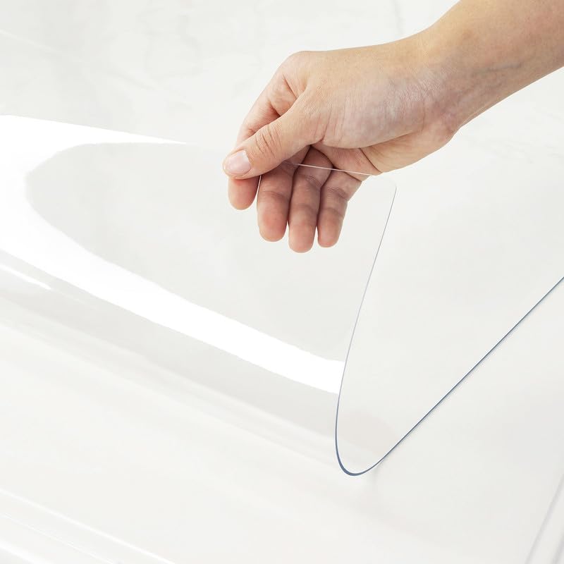 Warmstar Clear Table Cover Protector 34 x 34 Inch,1.5mm Thick Plastic Table Cover Rectangle,PVC Clear Table Protector,Desk Protector Mat for Kitchen, Dresser, Writing Desk，Dining Room Table by Warmstar