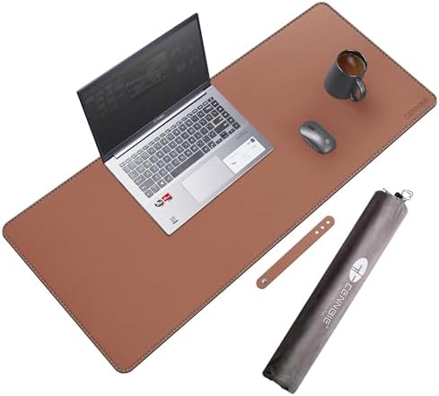 CENNBIE 35.5" x 16" Leather Desk Mat, Computer Mouse Pad for Office(Brown) by CENNBIE