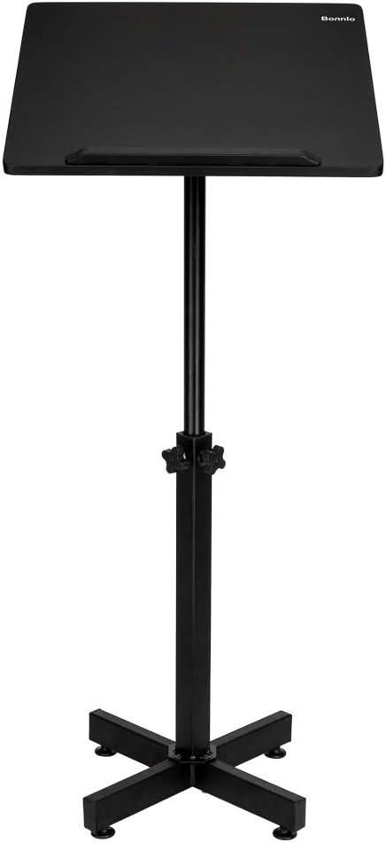 VINGLI Classic Lectern Podium Stand, Height Adjustable Church Classroom Lecture, Portable Presentation Concert Podium, Multi-Function Reading or Laptop Desk with Edge Stopper, Black by VINGLI
