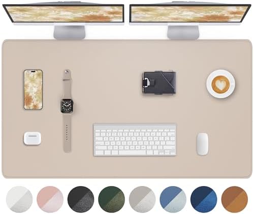 AFIING Extra Large Desk Mat - 48"x 24" Non-Slip PU Leather Desk Pad for Office and Home - Ideal for Large Mouse Pad and Desk Mats on Top of Desks (Beige) by AFIING