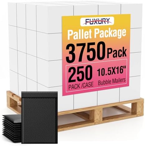 Fuxury Black Bubble Mailers 10.5x16" Padded Envelopes 3750Pack Bulk Pallet by Fuxury