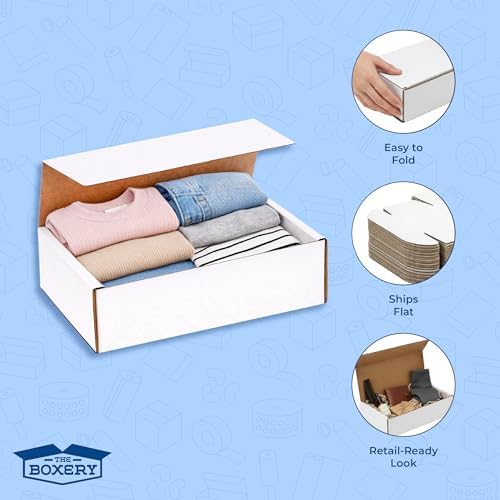The Boxery Corrugated Mailers White Tuck Shipping Boxes (8x5x2) - Image 5