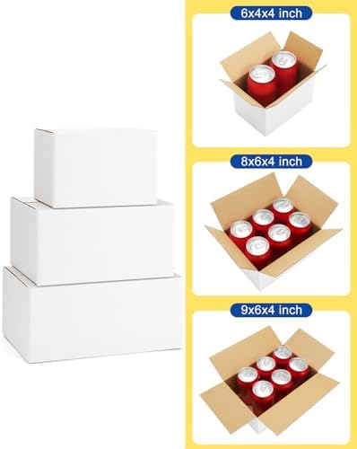 Assorted-Sizes-Shipping-Boxes-45-Pack: 6x4x4 & 8x6x4 & 9x6x4 Small-Shipping-Boxes-Mailers, White Corrugated-Cardboard-Boxes-for-Packing-Small-Business Mailing - Image 2