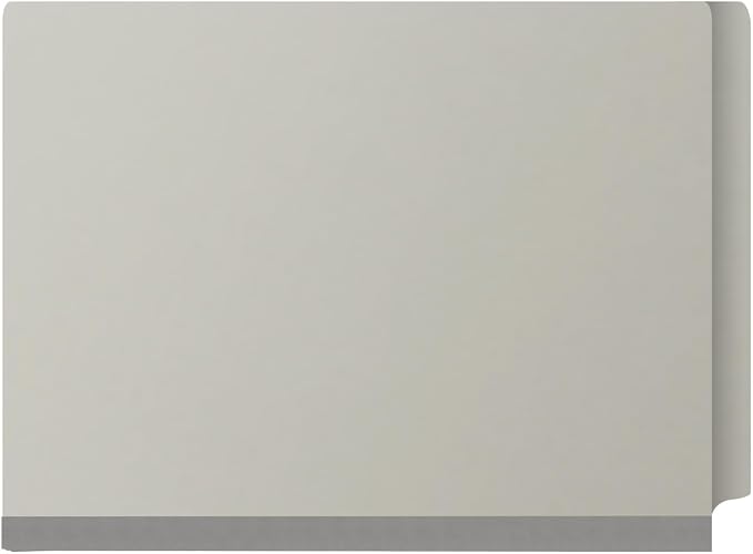 25 Pt. Pressboard Classification Folders, Full Cut End Tab, Letter Size, 1 Divider, Light Gray (Box of 10) - Image 3