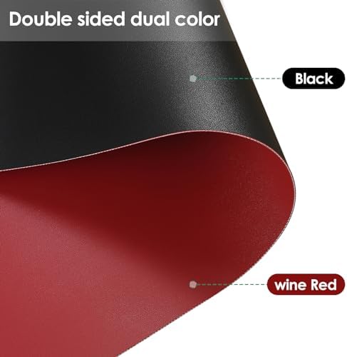 Faux Leather Table Cover,1.8mm Thick,42x42 Inch Table Protector,Table Protector for Dining Room Table,Dining Table Cover,Table Cover Protector,Coffee Table Covers(Black+Wine Red,42x42) - Image 2
