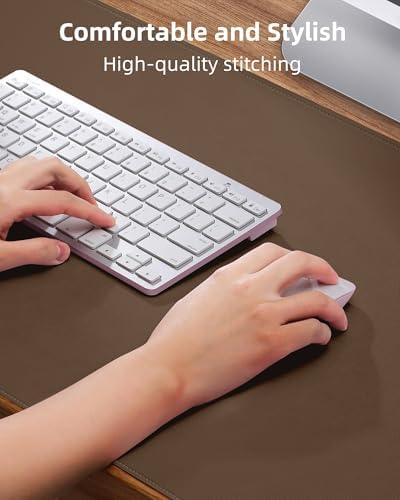 Leather Desk Pad Protector,Desk Mat,Large Mouse Pad, Non-Slip Desk Pad, Waterproof PU Leather Desk Blotter Mat, Desk Cover for Office and Home (Dark Khaki, 36" x 17") - Image 3
