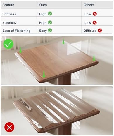 Crystal Clear Plastic Table Cover Protector, 54"x54" Desk Pad Mat - Image 2
