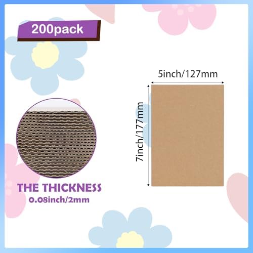 RLAVBL 200 Pack 5x7 Corrugated Cardboard Sheets, Flat Cardboard Inserts for Shipping, Mailing, Packing, DIY Crafts - Image 2