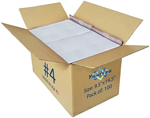 Bubble Mailers 9.5x14.5, Self Seal Poly Padded Envelopes #4, 100 Pack Bulk by MAILERVIEW