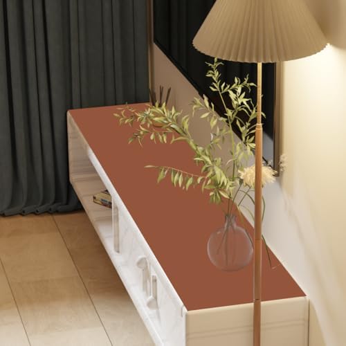 Leather Desk Mat,1.8mm Thick,15.75x63 Inch Desk Cover,Desk Protector Mat,Dresser Cover Top,Coffee Table Covers,Make Up Mat,End Table Covers,Cover Damaged Dresser Top(Brown+Gray,15.75x63) by Zinkooat