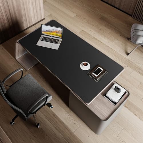 Cacoy 51.2" x 27.5" Large Leather Desk Mat, Extended Mega Size Computer Mouse Pad for Full Desk Coverage, Waterproof Office Desk Protector, PU Leather Desk Pad Blotters (Black) - Image 3