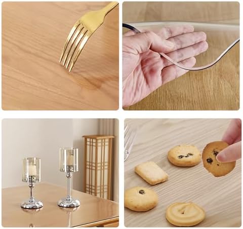 PVC Clear Plastic Table Cover Protector Rectangle,Non-Slip Heat Resistant Desk Mat38 x48 2mmTablecloth for Kitchen Office Desktop,Waterproof Transparent Table Protector for Dining Tables - Image 7