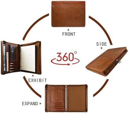 Personalized Genunie Leather Portfolio Binder, Customized Leather Portfolio for Men,Business Portfolio Organizer for A4 Size Notepad, Customized Gift - Image 4