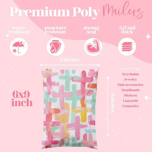 Pretty Package Store Poly Mailers 6x9, Pastel Cross, 100 Pack - Image 3