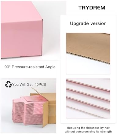 Shipping Boxes 40 Pack 10x8x2 Inch, Pink Mailer Packaging Box, Corrugated Cardboard Boxes for Gift Small Business Literature - Image 3