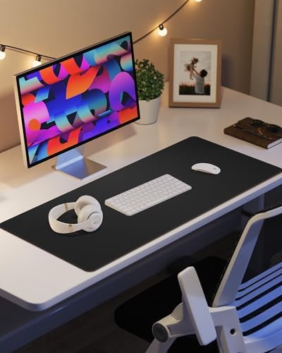 Leather Desk Pad Protector, Mouse Pad, Office Desk Mat, Non-Slip PU Leather Desk Blotter, Laptop Desk Pad, Waterproof Desk Writing Pad for Office and Home (Black, 31.5" x 15.7") - Image 7