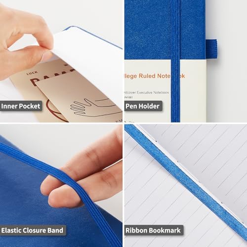 Heture Hardcover Notebooks, A5 Lined Journals Notebook for Writing 160 Pages, 8.2 x 5.5 inch, Blue Colors Classic Ruled Notebooks for College/Work/Travel (Blue, 1 Pack) - Image 3