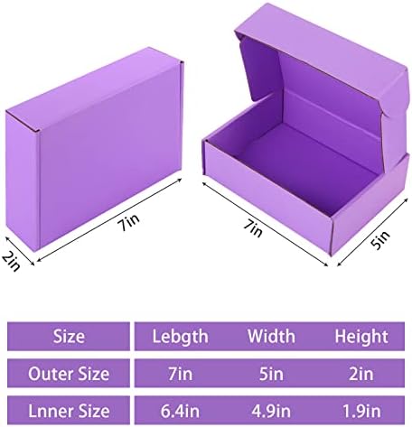 25 Pack Small Shipping Boxes Purple Corrugated Cardboard Box 7x5x2 inches，Corrugated Box for Packaging Small Business,Mailing Packing Literature Mailer,Shipping Gift Boxes - Image 2