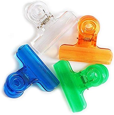 2031 Fun Transparent Colourful Plastic Bulldog Paper Clips 31mm- Pack of 24 by HAND