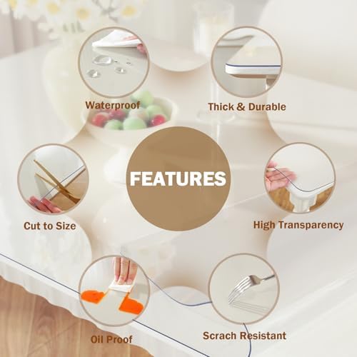 Royhom Clear Table Protector 40 x 96 Inch, 1.5mm Plastic Table Cover - Image 5