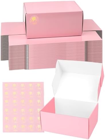 Shipping Boxes 9x6x4 Inch, Set of 30, Cute Pink Corrugated Cardboard Boxes, Mailer Packaging Boxes for Small Business Gift Literature Shipping by TryDrem