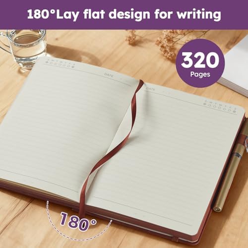 A5 Journaling Notebook, Hardcover Lined journal for Women Men writing, Note Taking, Personal Diary, 320 Pages 100GSM Thick Paper, Leather Cover Note book for School Office Supplies, 5.7'' X 8.4'' - Image 4