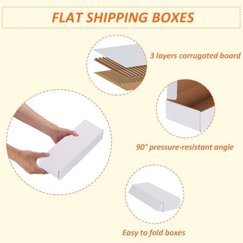 HORLIMER 12x4x2 inches Shipping Boxes Set of 25, White Corrugated Cardboard Box Literature Mailer - Image 3