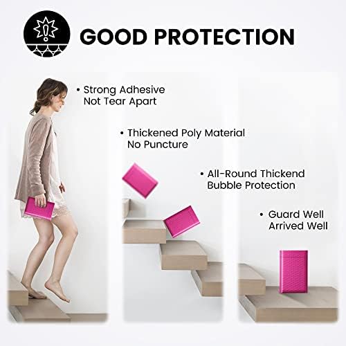 Fuxury Bubble Mailers 4x8" 100 Pack Pink Padded Envelopes Usable Size 4x7” - Image 5