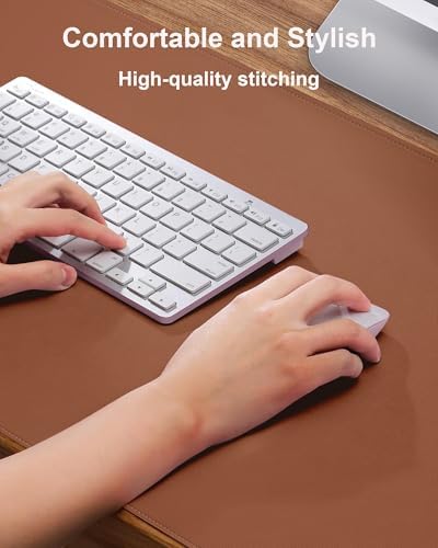 Leather Desk Pad Protector, Mouse Pad, Office Desk Mat, Non-Slip PU Leather Desk Blotter, Laptop Desk Pad, Waterproof Desk Writing Pad for Office and Home (Brown, 31.5" x 15.7") - Image 2