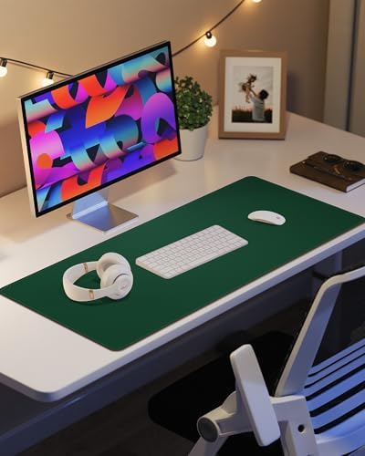 Leather Desk Pad Protector, Mouse Pad, Office Desk Mat, Non-Slip PU Leather Desk Blotter, Laptop Desk Pad, Waterproof Desk Writing Pad for Office and Home (Green, 31.5" x 15.7") - Image 6