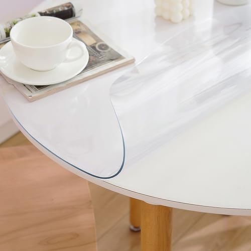 46 Inch Round Clear Table Cover Protector, 2mm Thick Round Clear Table Protector for Dining Room Table, Waterproof Round Plastic Vinyl Table Pad by Eisdroma