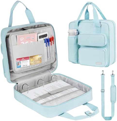 Zipper Binder 3 Ring, 700 Sheets Capacity, Binder 3 Inch with Shoulder Strap Fits 13 Inch Laptop for School and Office,Blue by ZIOZERTT