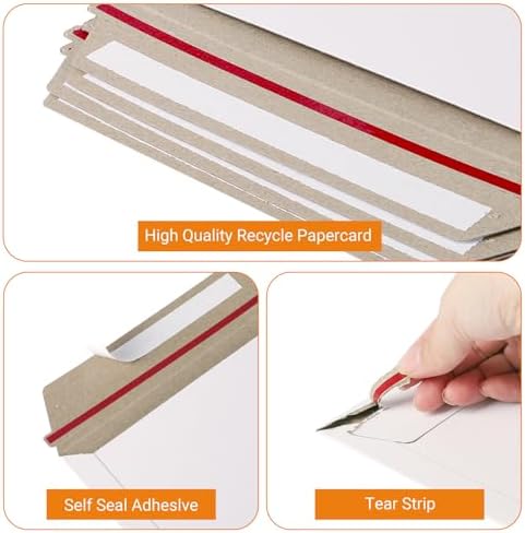 zmybcpack 100 Pack Rigid Mailer 6.5"x4.5", Self Seal Photo Document Mailers - Image 4