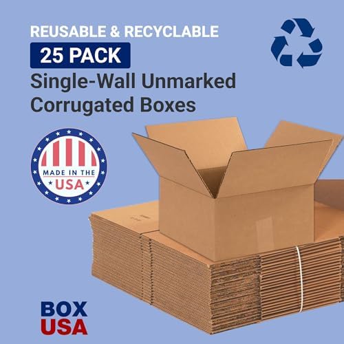 BOX USA Shipping Boxes 12"L x 12"W x 6"H 25-Pack Flat Corrugated Cardboard Box for Packing, Moving and Storage - Image 3