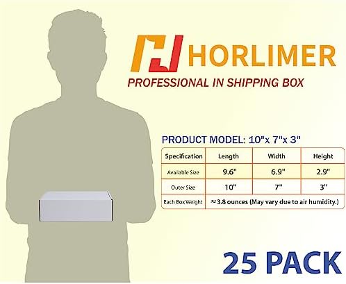 HORLIMER 10x7x3 inches Shipping Boxes Set of 25, White Corrugated Cardboard Box Literature Mailer, 25 Stickers Included - Image 2