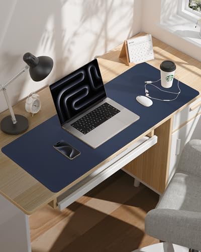 AFIING Leather Desk Pad Protector, 48" x 17", Midnight Blue - Image 6