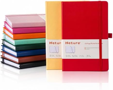 Heture Hardcover Notebooks, A5 Lined Journals Notebook for Writing 160 Pages, 8.2 x 5.5 inch, 10 Colors Classic Ruled Notebooks for College/Work/Travel (Assorted Color, 10 Pack) by HetureOffice