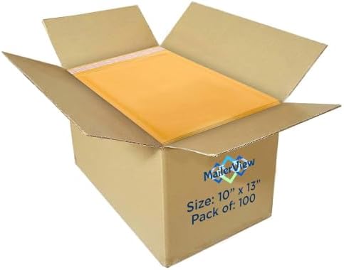 Kraft Bubble Mailers 10x13, Self Seal Padded Envelopes, 100 Pack Bulk by MAILERVIEW