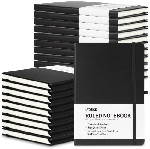 20 Pack Journals for Writing College Ruled Notebooks Journal in Bulk, Hardcover Notebooks (200Pages) for Note Talking, Lined Bullet Journals for Home School Office, 5.7"x8.4", Black by LYDTICK