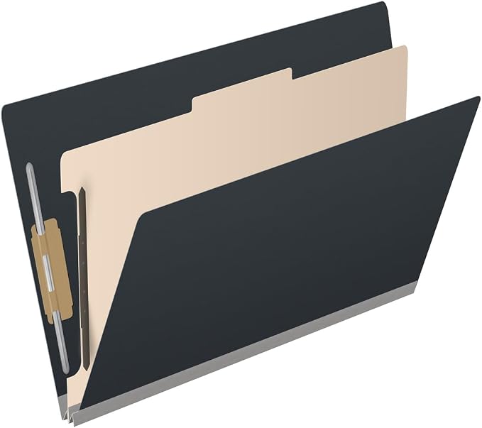 Ecom Folders Top Tab Pressboard Classification Folders | Legal Size 25 Pt Stock with 1 Divider | 2/5 Cut ROC Tab for Medical & Office Filing | 4 Filing Sections | Black, Box of 10 - Image 2