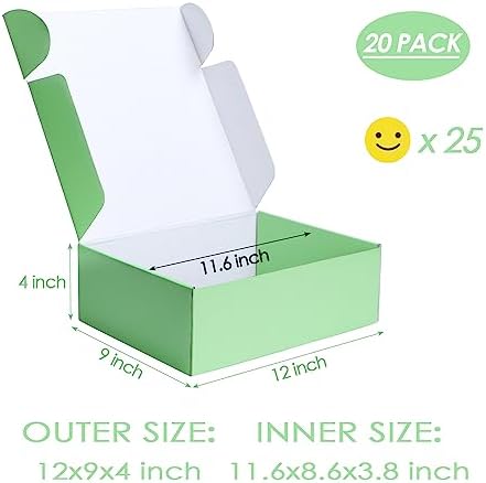 PHAREGE 20 Pack 12x9x4 in Cardboard Shipping Boxes, Light Green Gift Box - Image 2