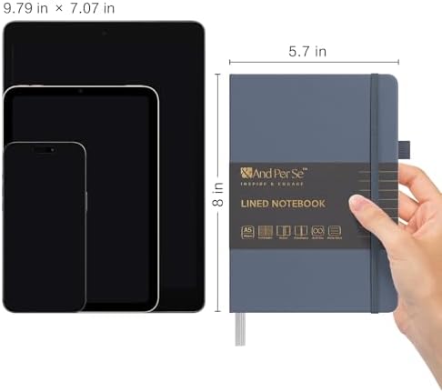 &And Per Se 10-Pack Lined Notebooks, A5 Hardcover, 160 Pages 100gsm Thick Paper, Office Supply Bulk Order, Corporate New Hire Kits, Breakroom Essentials – College Ruled, 10 Units (Dark Blue) - Image 2