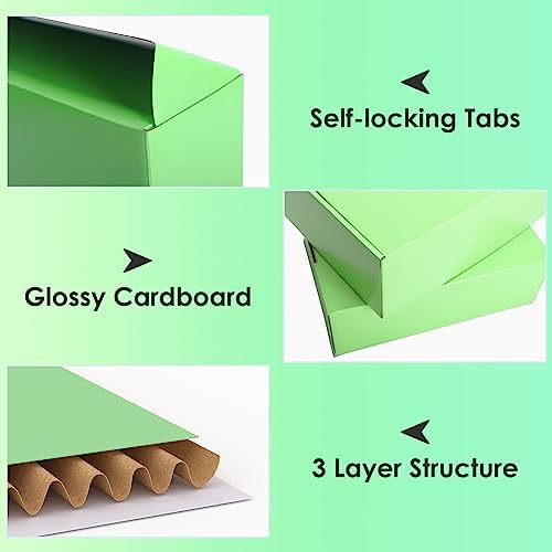 PHAREGE 20 Pack 12x9x4 in Cardboard Shipping Boxes, Light Green Gift Box - Image 4