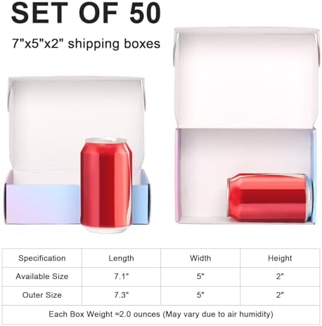 7"x5"x2" Shipping Boxes 50 Pack, Small Corrugated Packaging Mailer Boxes, Gradients Shipping Packaging Boxes for Small Business - Image 2