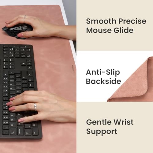 Full Grain Leather Desk Pad, Rose Pink, XL (35.4 x 15.7 inch) - Image 5