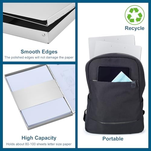 ZCZN Aluminum Clipboard with Storage and Clip Recycled, Clipboard Folder, Sturdy Letter Size Recycle Metal Form Holder for Business Office Medical Professionals, Letter Size (Silver) - Image 5