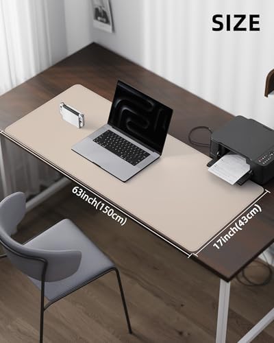 Extra Large Desk Mat - 63"x 17" Non-Slip Desk Pad for Office and Home - Ideal for Large Mouse Pad and Desk Mats on Top of Desks(Beige) - Image 5