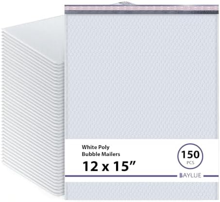 White Bubble Mailers 12x15, Self Seal Poly Padded Envelopes, 150 Pack by BAYLUE