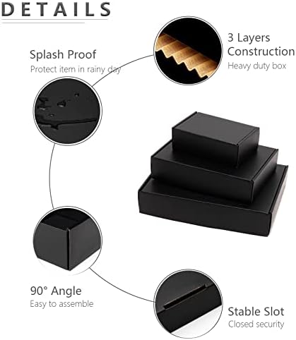 Timirog Black Shipping Boxes 6x6x3 Inches 25 Pack Corrugated Cardboard - Image 5